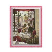 joy sunday couple dating in cafe romantic love cross stitch kits chinese embroidery counted needlework sets decorations for home