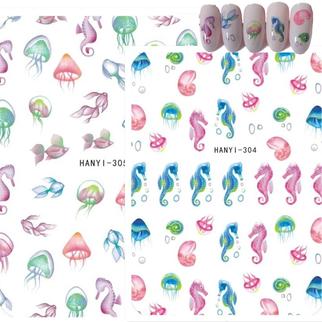 

Newest CA-304 305 sea design nail sticker 3d Japan Korea style nail decal template DIY nail decoration tools