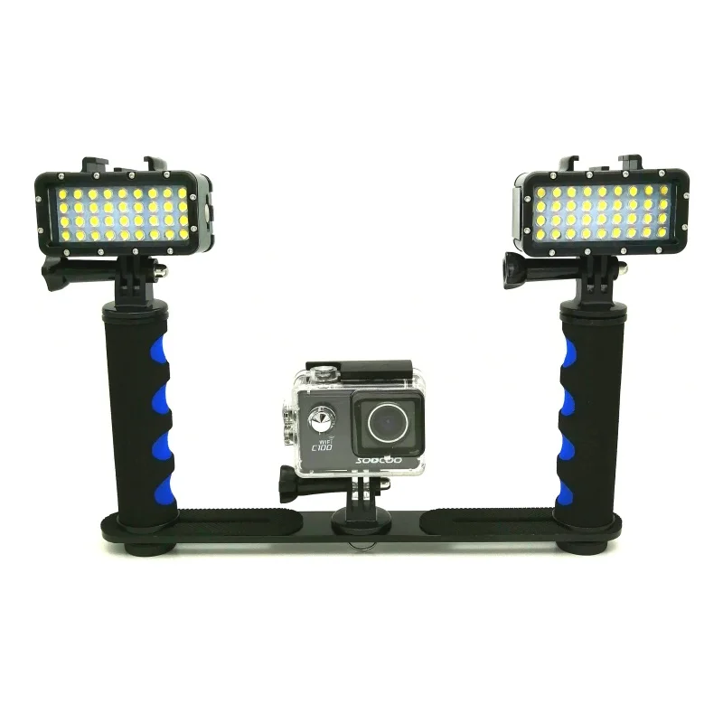 Mergulho à Prova Titular para Gopro Novo Dwaterproof Água Handheld Stents Hero 5 9 7 8 Xiaomi yi 4k Mijia Sjcam Sj6 Sj8 – Eken H9r Câmera Led Luz