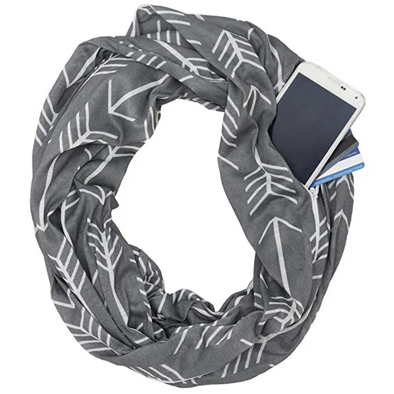 Взрывобезопасный двухслойный Мужской и Женский вязаный шарф Теплый Карманный со