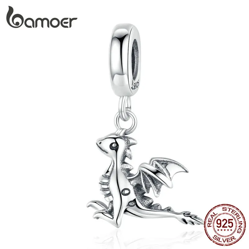 Bamoer 3D Drogon Smaug подвеска Стерлинговое Серебро 925 ювелирные изделия оригинальные Подвески подходит браслет ожерелье европейские ювелирные изделия SCC1322