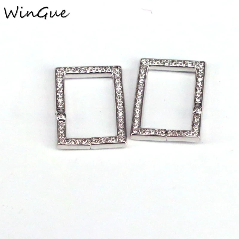 

Clear CZ Rectangle Snap Hook Lock DIY Jewelry Snap Clasp Accessories