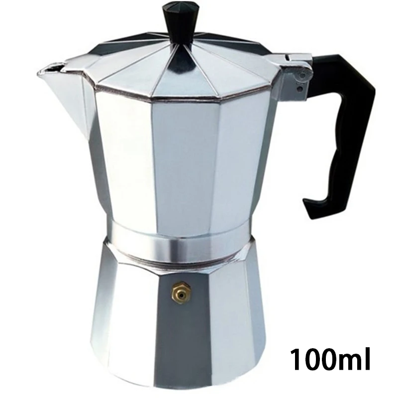 100ml Duolvqi Aluminum Coffee Maker Durable Moka Cafeteira Expresso Percolator Pot Practical Moka Coffee Pot 50/100/150/300/450/600ml - Цвет: 100ml