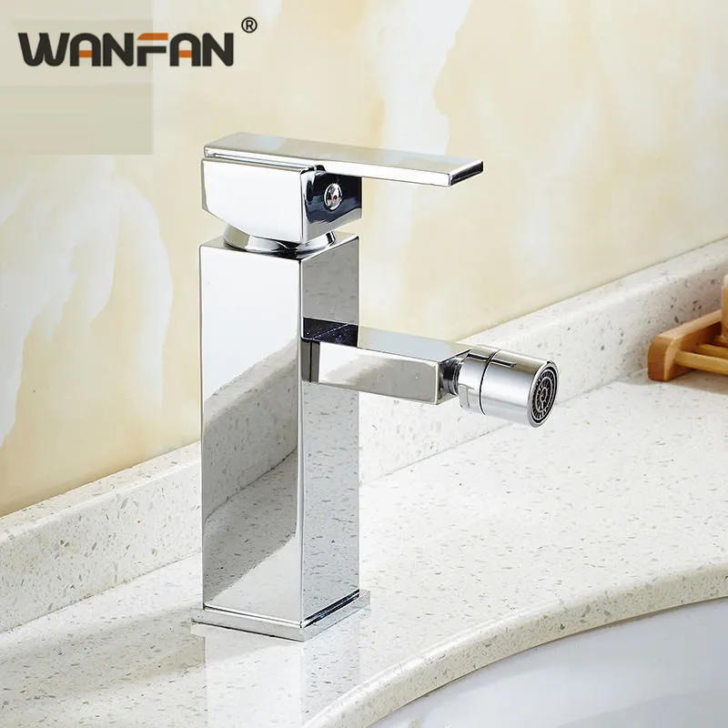 Смеситель для раковины медный хромированный квадратный кран туалета биде с