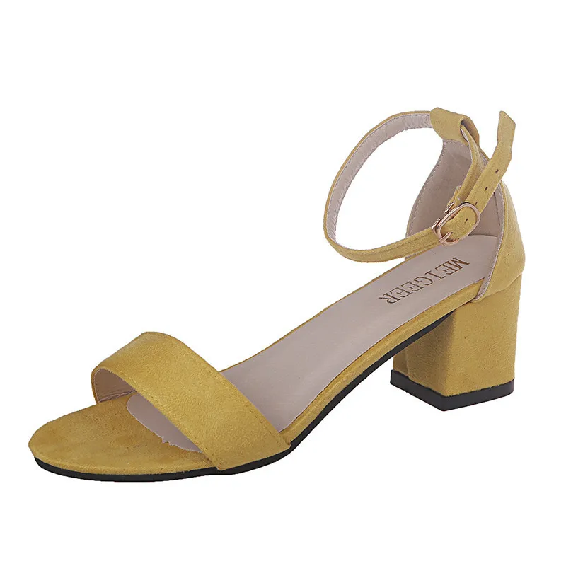 Matte Word Buckle Chunky Heel Sandals Summer Female Shoes Fashion Open Toe High Heels Large Size 35-45 | Обувь
