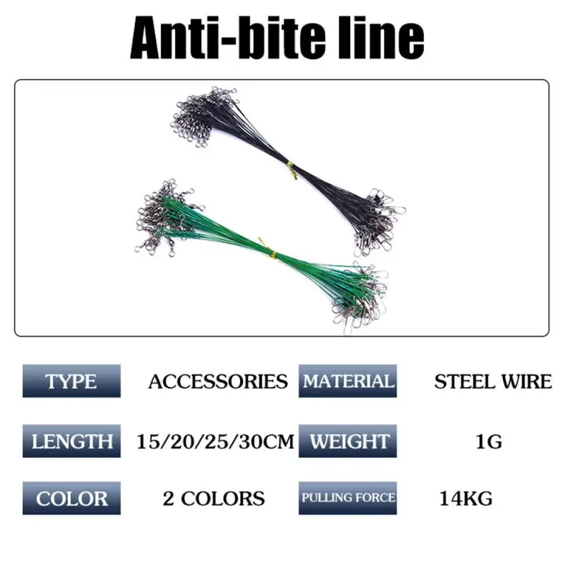 20PCS Anti Bite Steel Fishing Line Steel Wire Leader With Swivel Fishing Accessory Lead Core Leash Fishing Wire 15CM-40CM