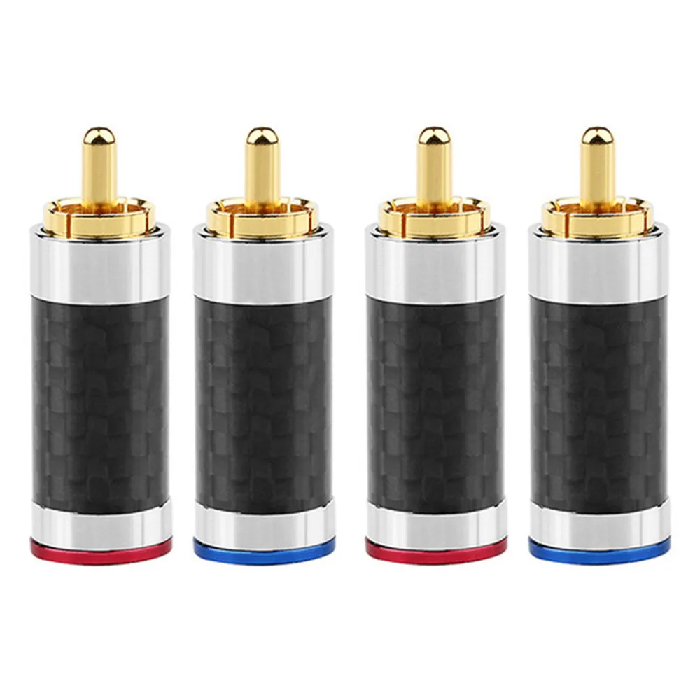 

RCA Plug Connector Audio Jack Carbon Fiber Gold Plated Copper Splice Adapter Solder Wire Connector RCA HiFi Speaker Adapter