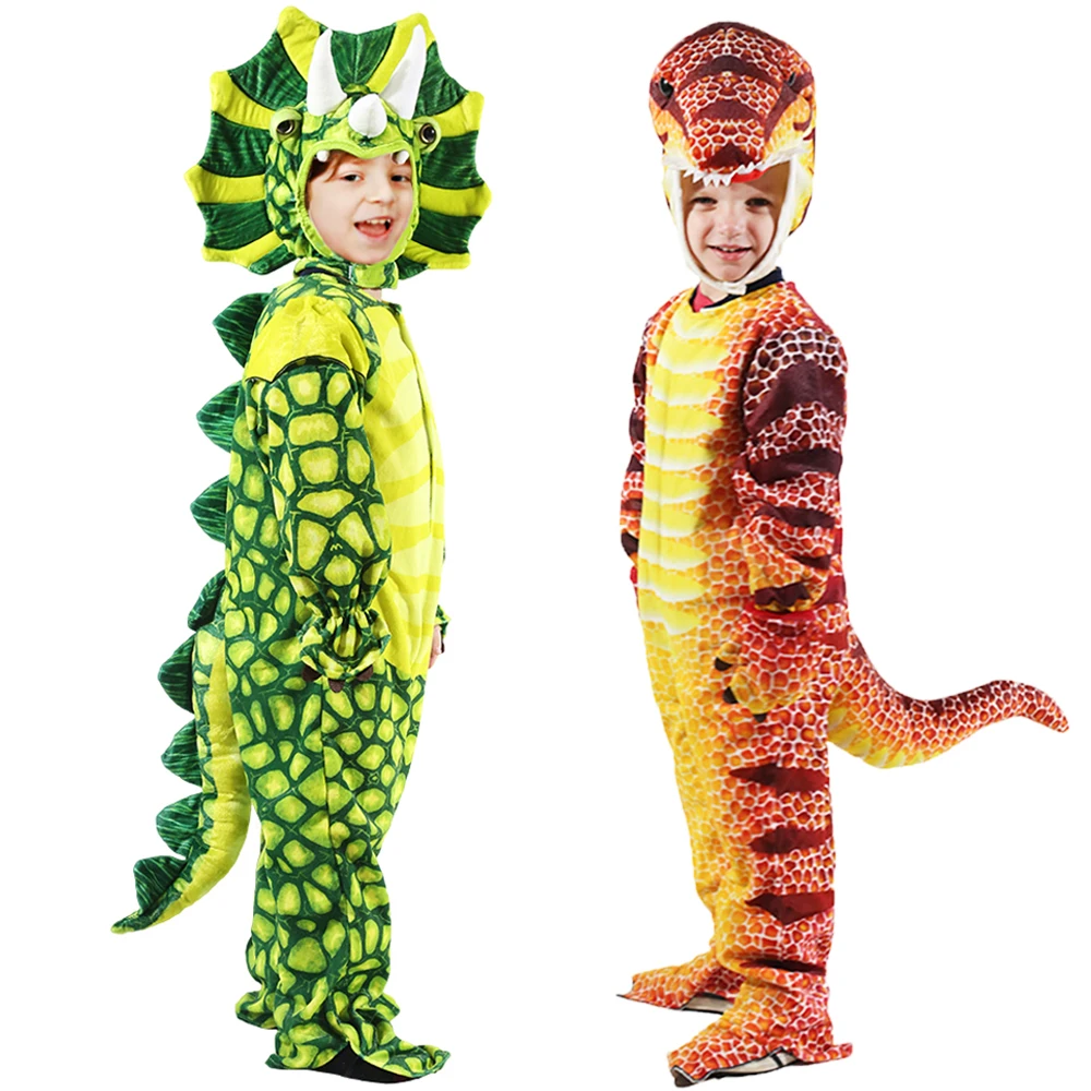 

Kids Plush Triceratops Costumes Halloween Cosplay Dinosaur Costume T-rex Jumpsuit Purim Birthday Party Disfraz