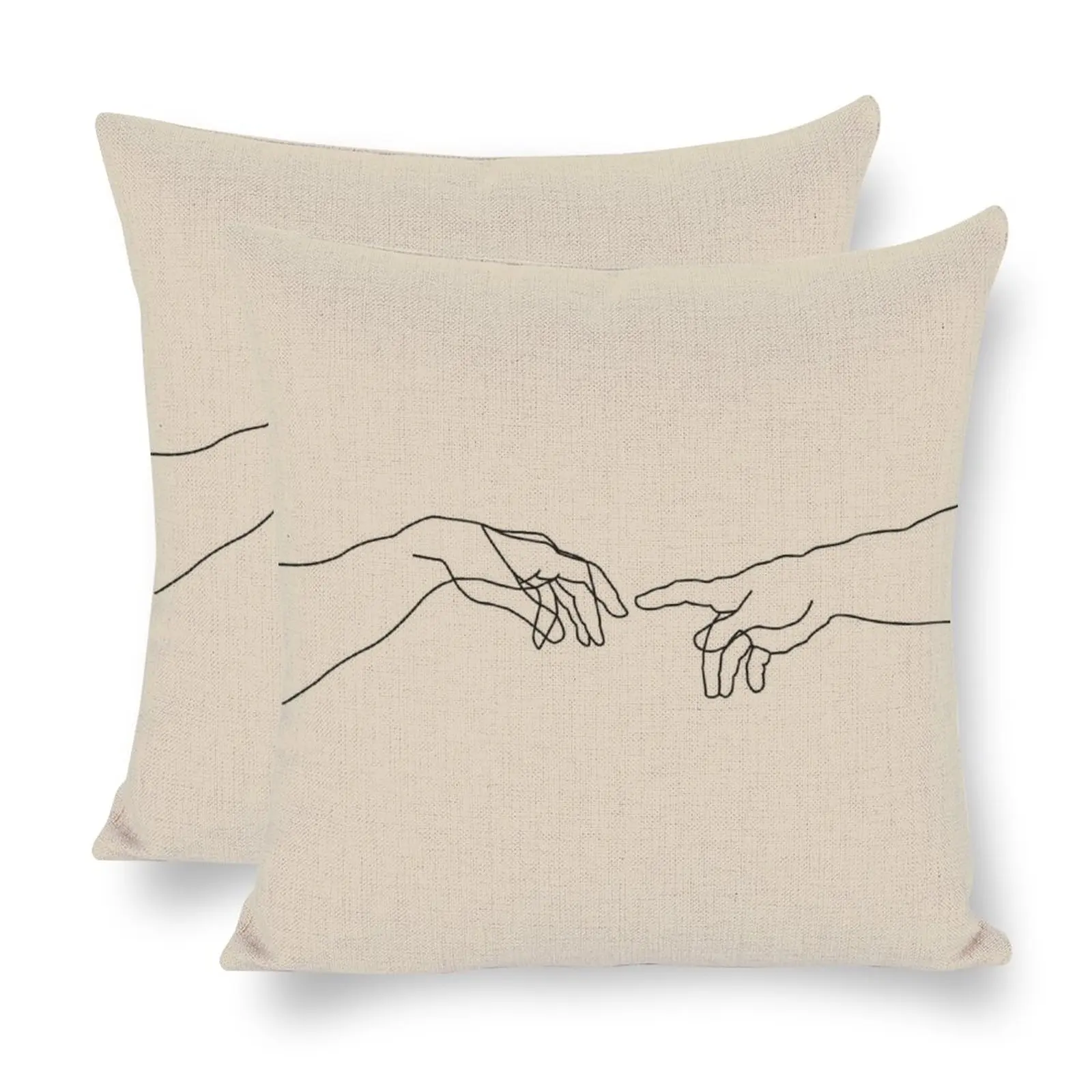 

Creation of Adam Minimal Line Art Throw Pillow Flax Boho Nordic Decor Cushioin Bed Wholesale 18'×18' Home Decor