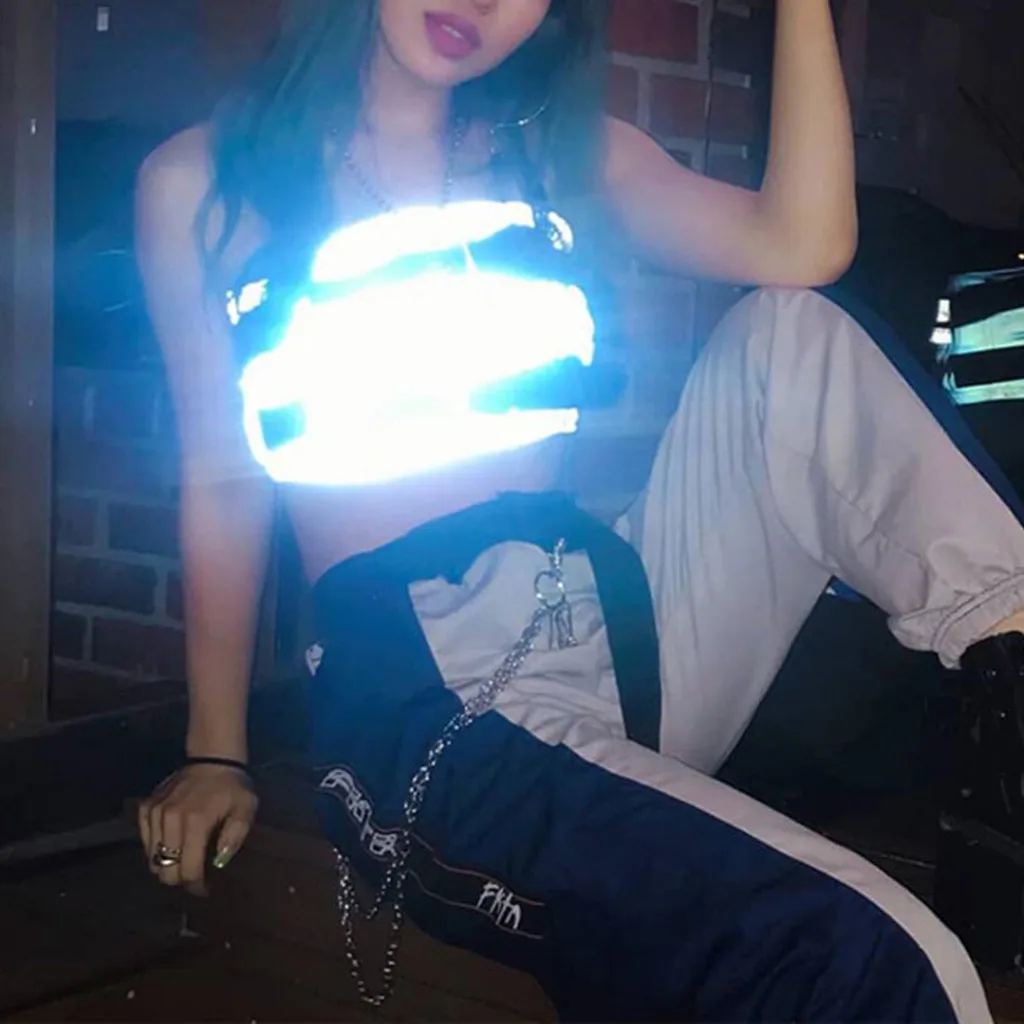 Женские Светоотражающие пикантные Короткие топы праздничный бюстгальтер без