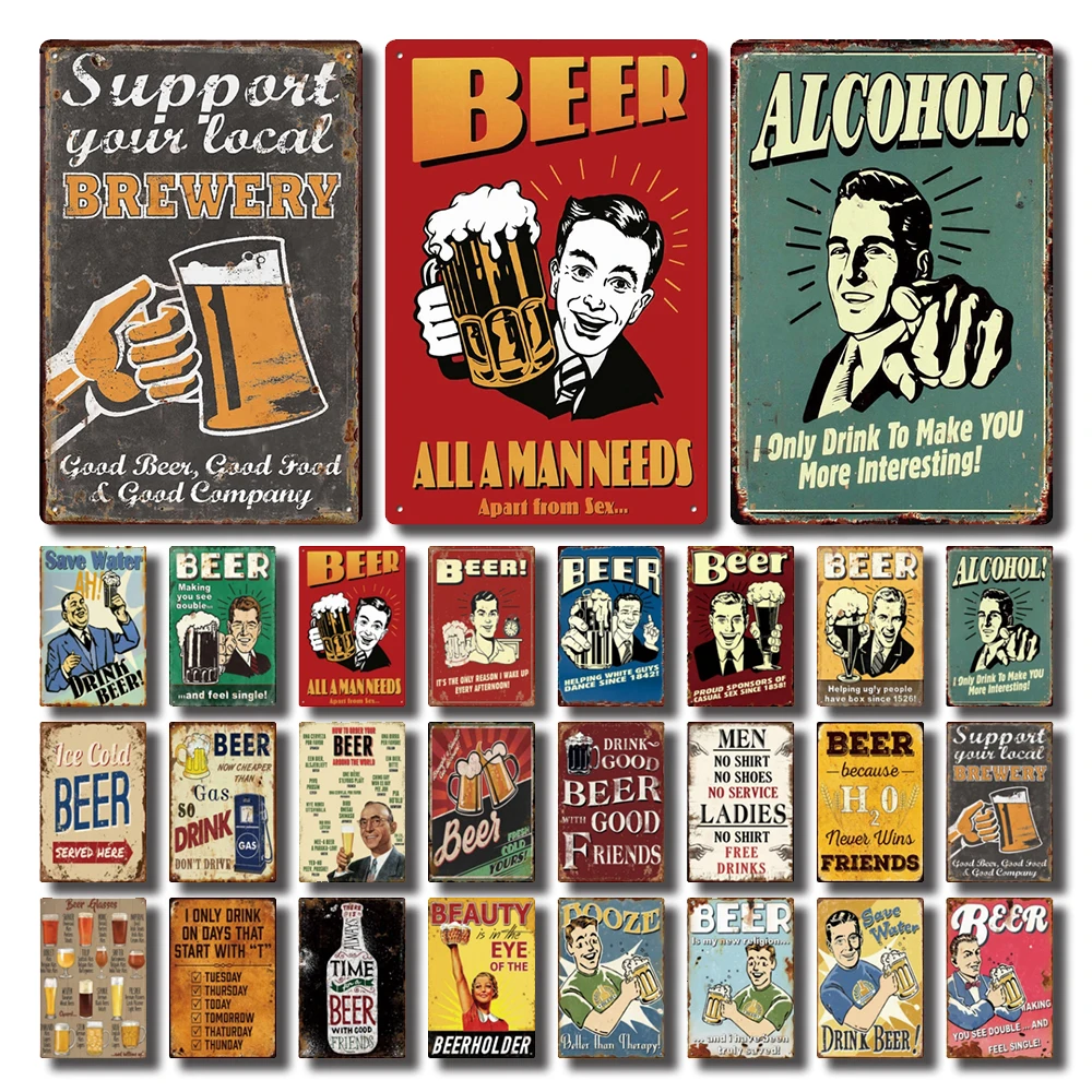 

[ Kelly66 ] Drink Good Beer With Friends Alcohol Tin Poster Metal Sign Man Cave Decor Bar Wall Art Painting 20*30 CM Size LAT-19
