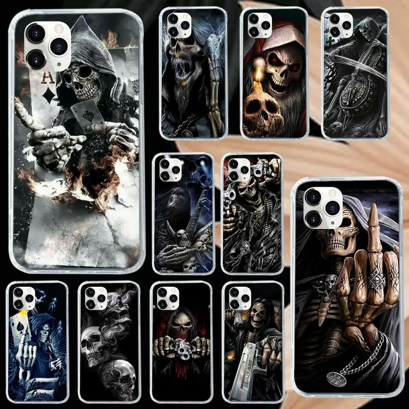 

Grim Reaper Skull Skeleton Phone Case for iPhone 11 12 mini pro XS MAX 8 7 6 6S Plus X 5S SE 2020 XR Luxury brand shell funda
