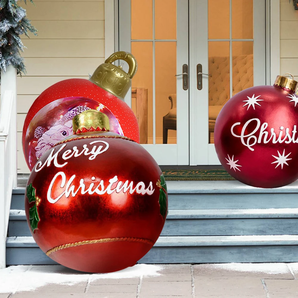 

60CM Inflatable Christmas Balls Christmas Holiday Party Decoration Balloons Outdoor Indoor PVC Christmas Atmosphere Xmas Balloon