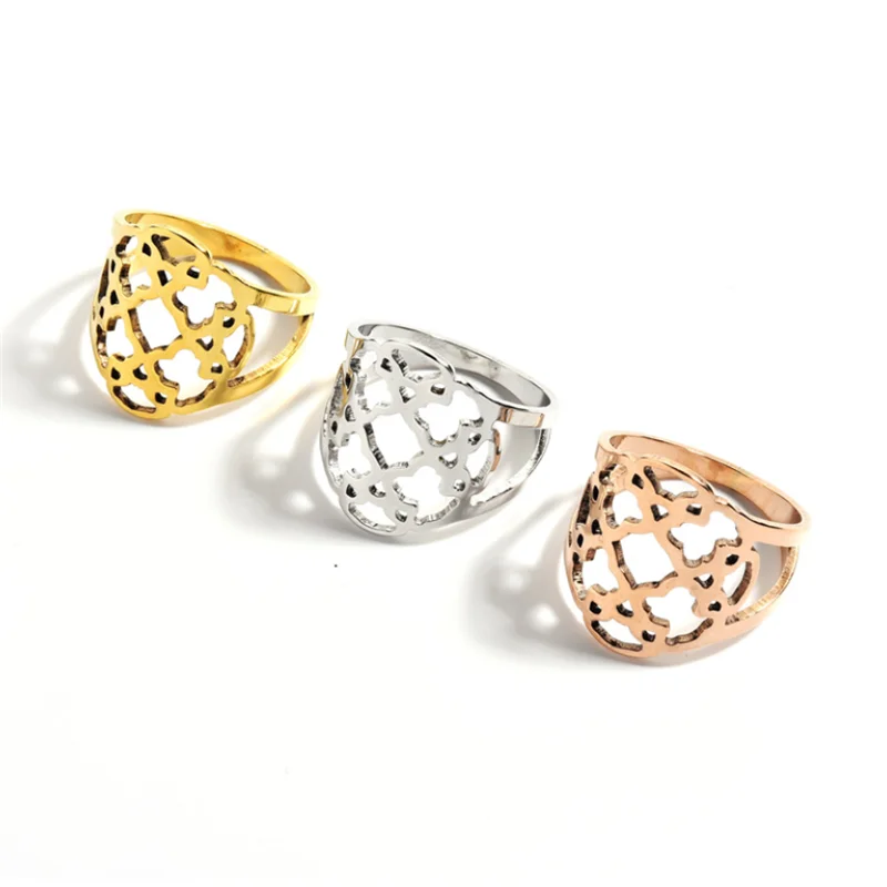 

New Fashion Hot Sell Finger Rings Stainless Steel Animal Bear Jewelry for woman Party gift lovers ring cute style