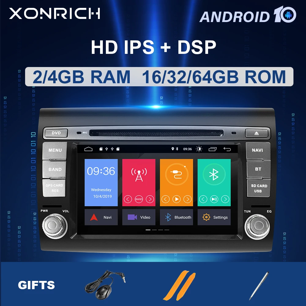 Автомобильный DVD плеер с восьмиядерным процессором 4 Гб ОЗУ 64 ПЗУ IPS DSP Android 10 0 для