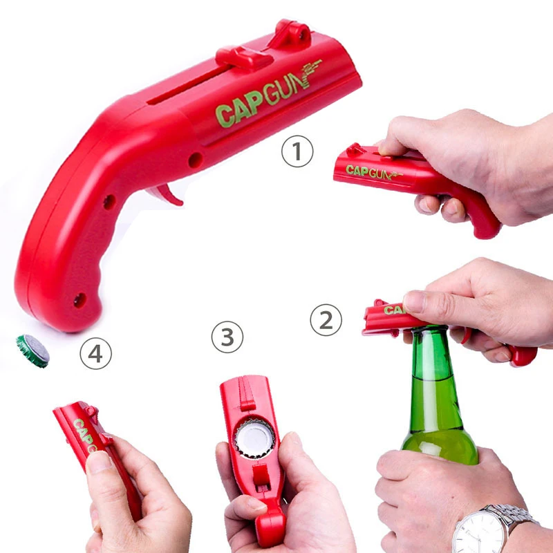 1PCS Red Cap Gun Can Opener Beer Bottle Capgun Open Shoot Shooter Bar tools Kitchen Gadgets and Accessories | Дом и сад
