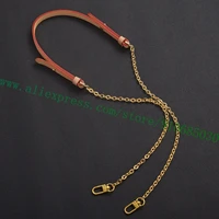 top grade vegetable tanned leather golden metal chain shoulder strap for designer women handbag lady bag parts replacement