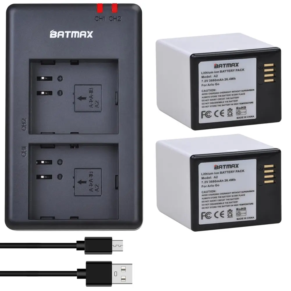 2 шт 7 V 3660 мА/ч Батарея + Dual USB Зарядное устройство для Arlo GO | Электроника