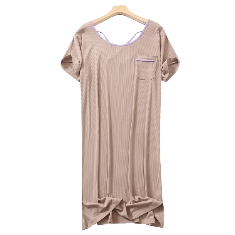 Nightdress Female 2021 Nightgowns New Summer Modal Loose Thin Pajamas Beautiful Back Sexy Long Breathable Dress