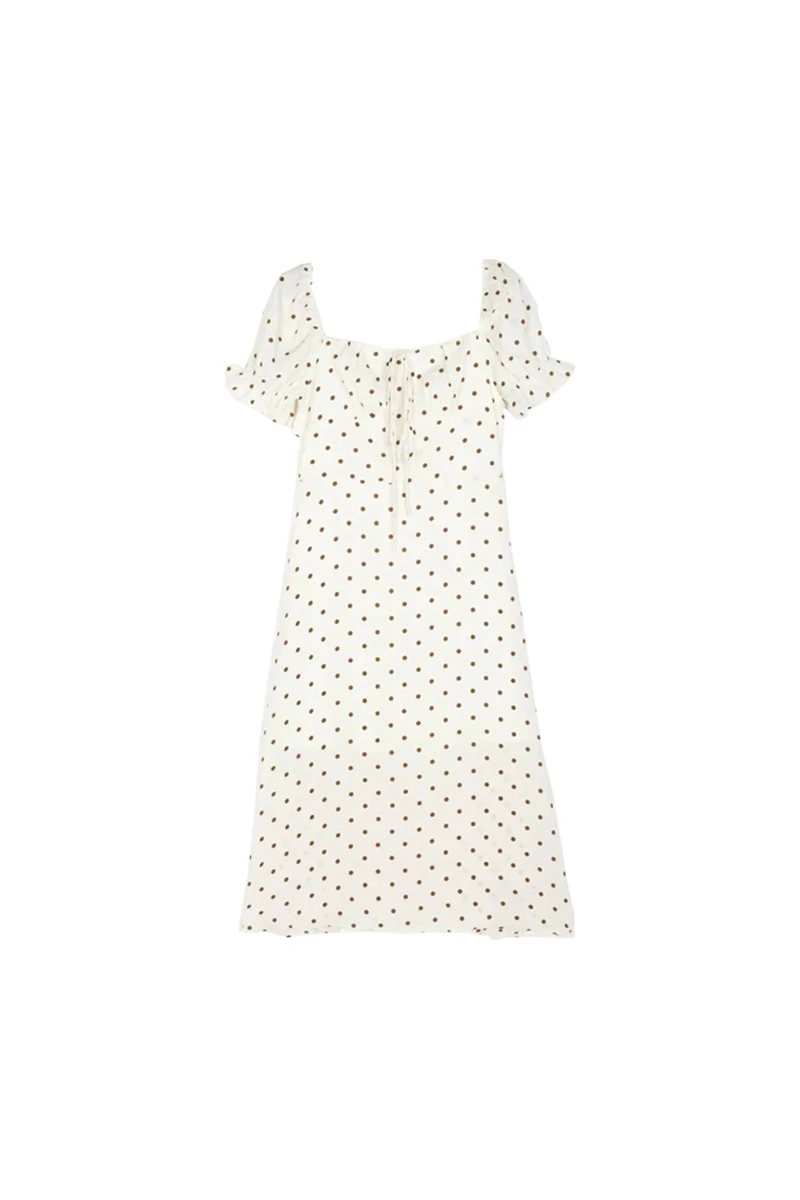 

Design Small Crowd French Platycodon Grandiflorum Long Skirt Small Fragrance Square Collar Lace Up Bubble Sleeve Temperament