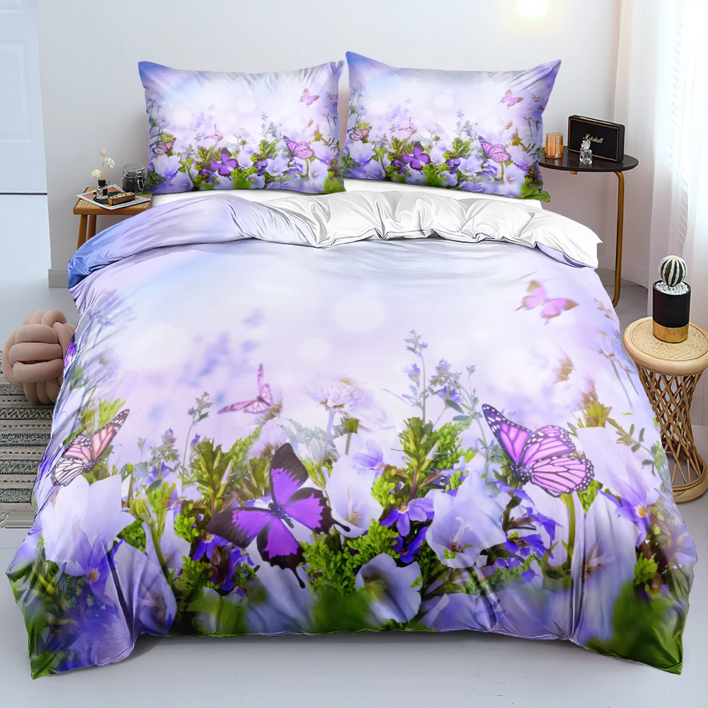 

3D Quilt Cover White Custom Design Bed Linens Comforter Shells Sets Pillow Cottoms Full Single Double Size Flowers Home Textile