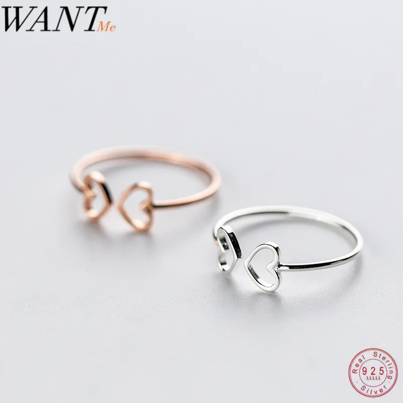 Женское кольцо WANTME из серебра 925 пробы регулируемое в минималистическом