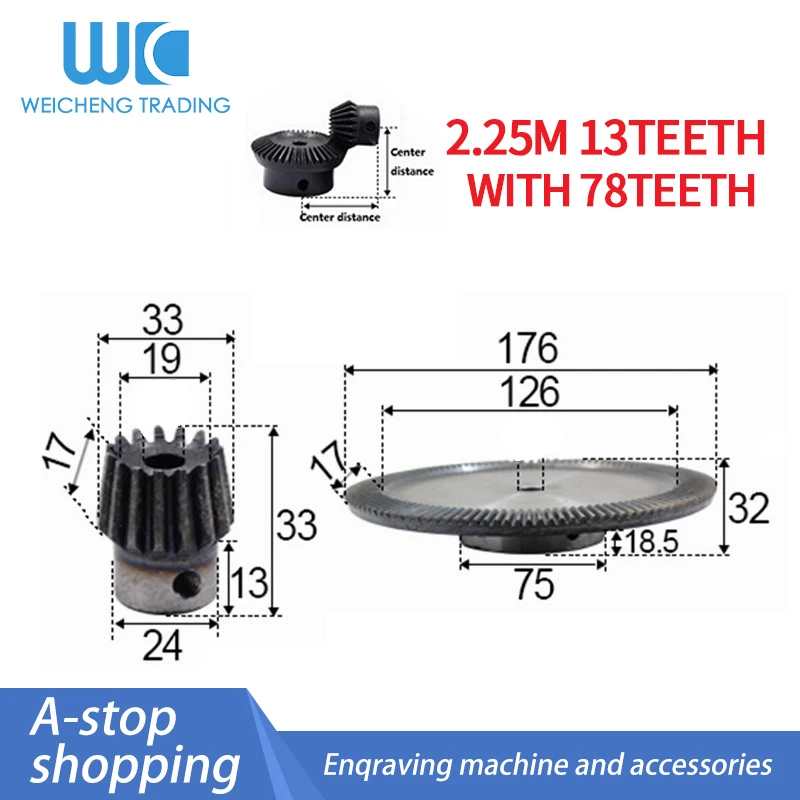 

2pcs 1:6 Bevel Gear 2.25 Modulus 13 Teeth + 78 teeth 90 Degree Drive Commutation Steel Gears