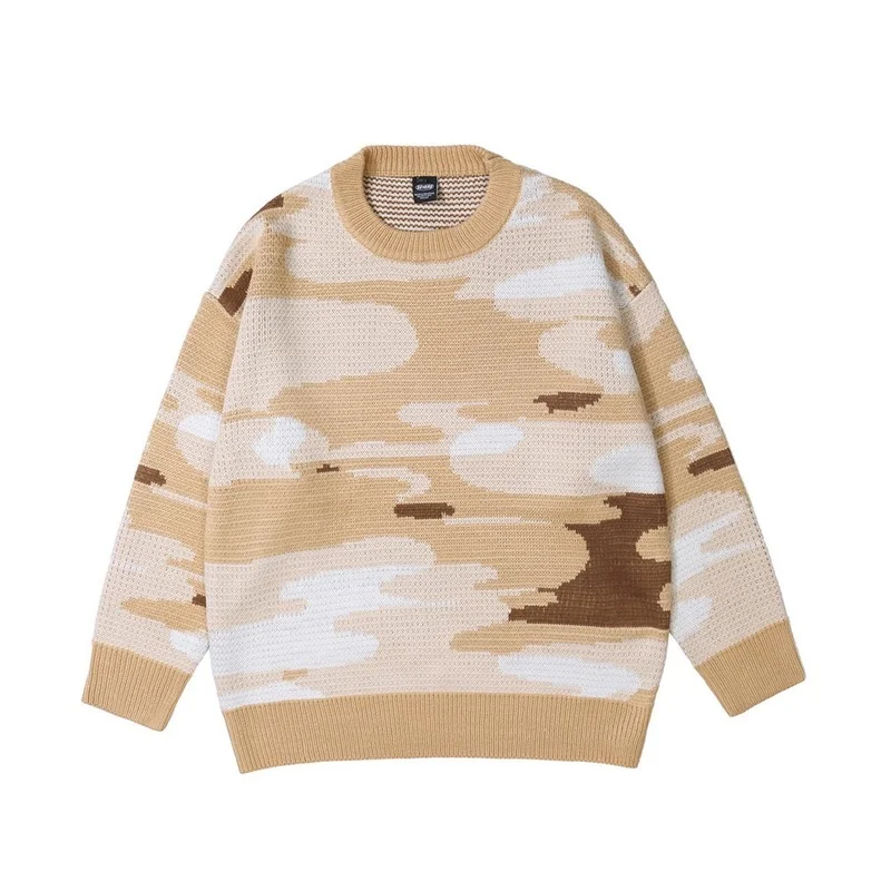 

Fashion Gradient Jacquard Knitting Pullovers Tops Men's Autumn Winter 2021 New Loose O-neck Long Sleeve Streetwear Sweater