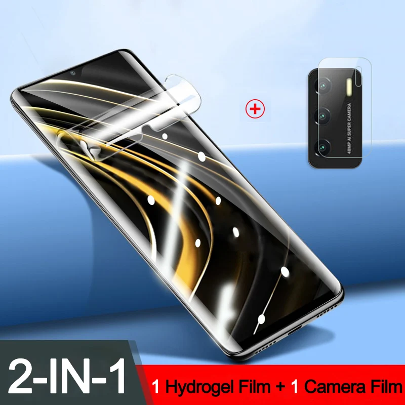

2-in-1, hydrogel film + camera protection for poco m3 mi poco x3 nfc screen protector poko m3 xiaomi poco m 3 not glass poco-m3