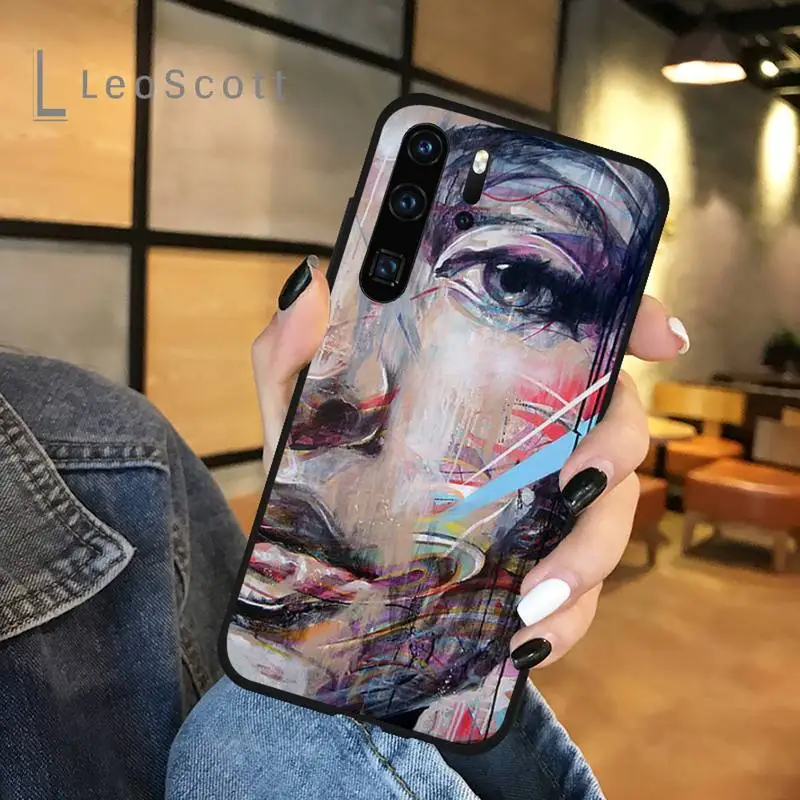 

Colorful personality fashion character graffiti Phone Case For Huawei honor Mate P 9 10 20 30 40 Pro 10i 7 8 a x Lite nova 5t