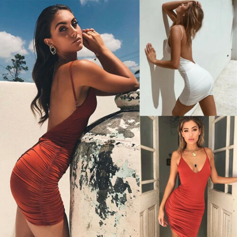 

Sexy Backless Women Dress Summer High Draped Slim Bandage Evening Party Short Mini Dress Black White de mujer