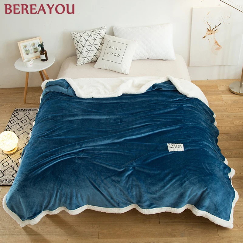 Одеяла из кораллового флиса зимнее плюшевое однотонное утолщенное одеяло