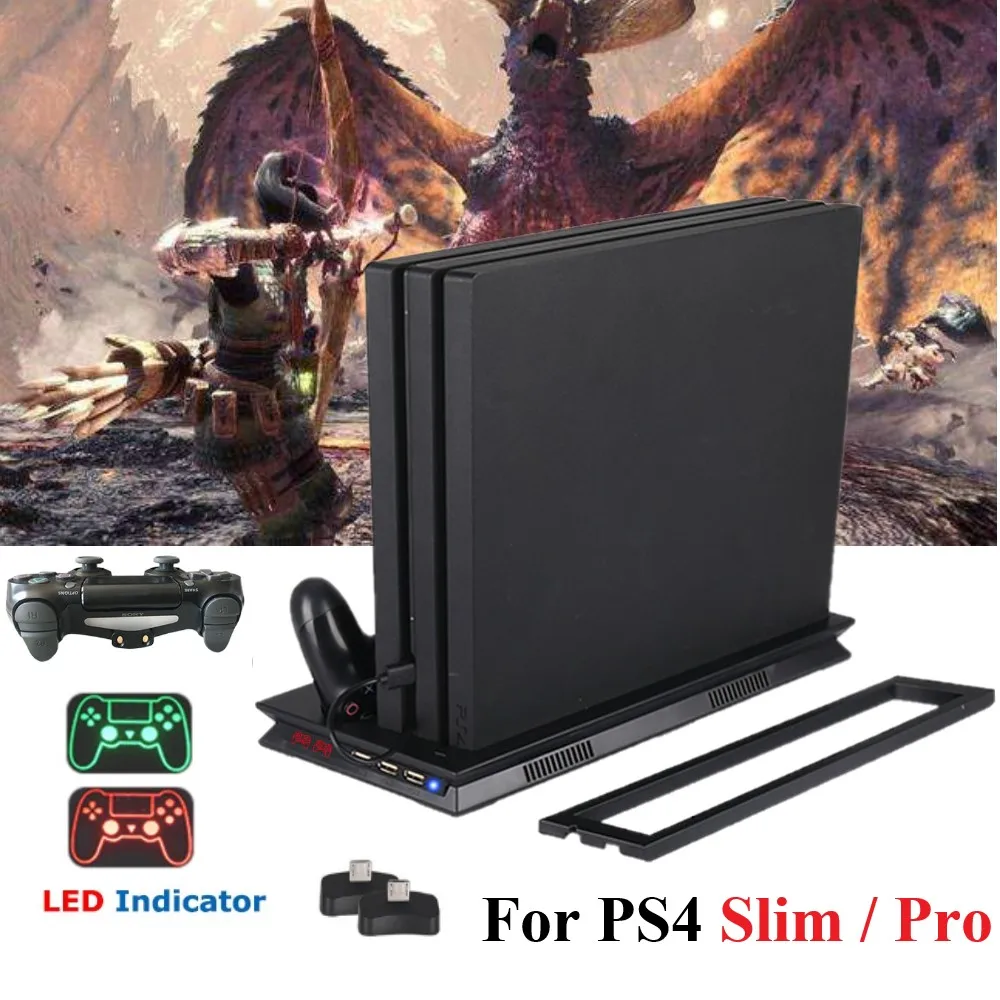 Вертикальная охлаждающая зарядная подставка 2 в 1 для PS4 Slim/Pro P S4 игровая станция 4