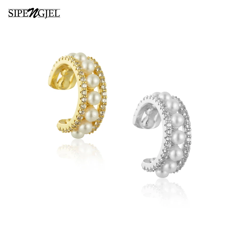 

SIPENGJEL Fashion Pearl Ear Cuff Clips Earrings Ear Cuffs Fake Cartilage No piercing Earring For Women Jewelry 2021