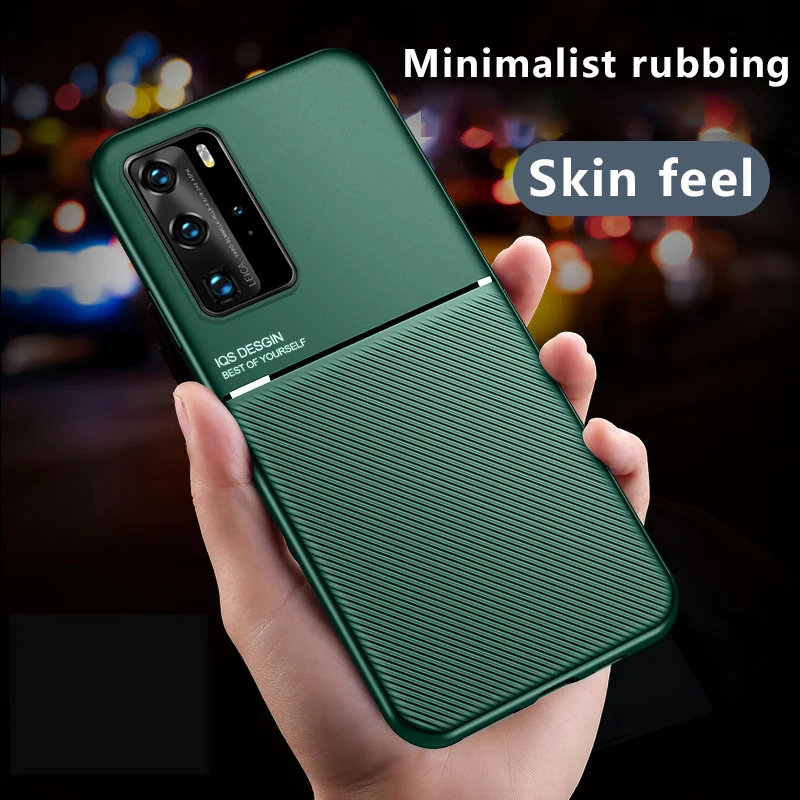 

Luxury Silicone Car Magnetic Holder Phone Case For Huawei P40 P30 P20 P10 Lite Pro Nova 7 6 Ultra-thin Leather Protection Cover