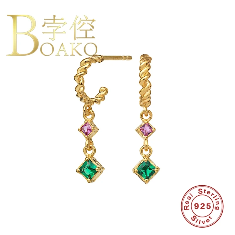 

BOAKO модные бриллиантовые Серьги для женщин 925 стерлингового серебра Серьги, пирсинг, ювелирные изделия, рукав-крылышко Pendientes Серьги #10,12