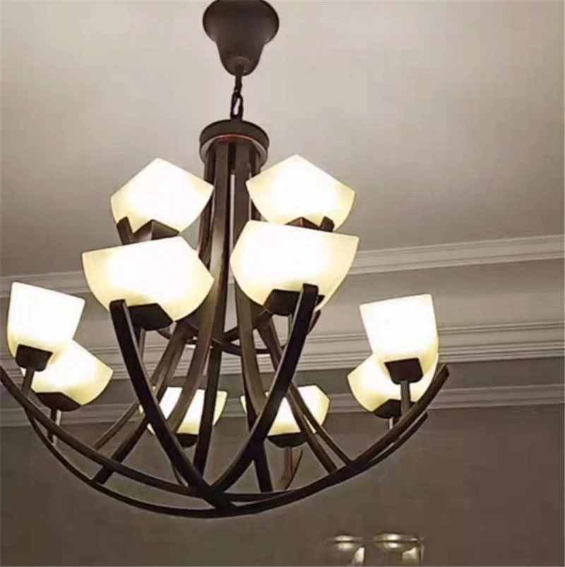 Деревенская люстра из кованого железа Европейский Американский ретро