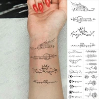 waterproof temporary tattoo stickers wings arrow crown english characters black word flash tattoos men women line body art tatto
