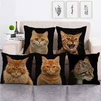 cat cute pet animal fauxlinen luxury throw pillow case sofa chair outdoor cushions cover 45x45 waterproof farmhouse home decor