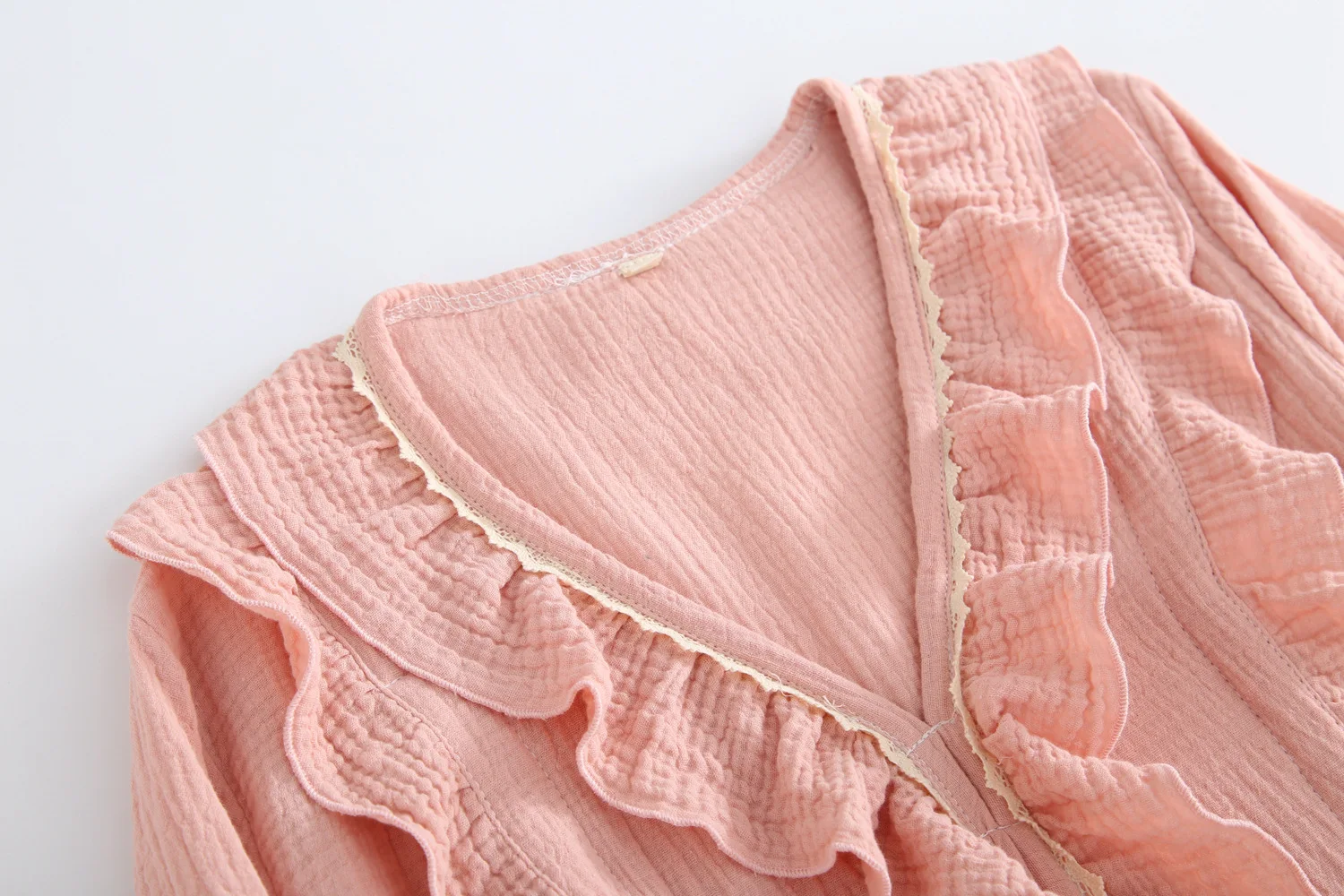 QWEEK новая однотонная цветная ночная рубашка для женщин в Корейском стиле с v-образным вырезом и рюшами, ночное платье свободного кроя для беременных женщин