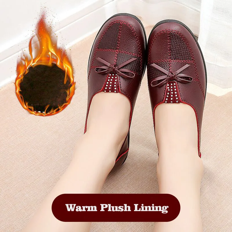 Wine Red-Plush-873 Новинка года; женские балетки на плоской подошве; Лоферы без застежки; женские мокасины из мягкой кожи; водонепроницаемые мокасины; балетки; zapatos mujer - Цвет: Wine Red-Plush-873