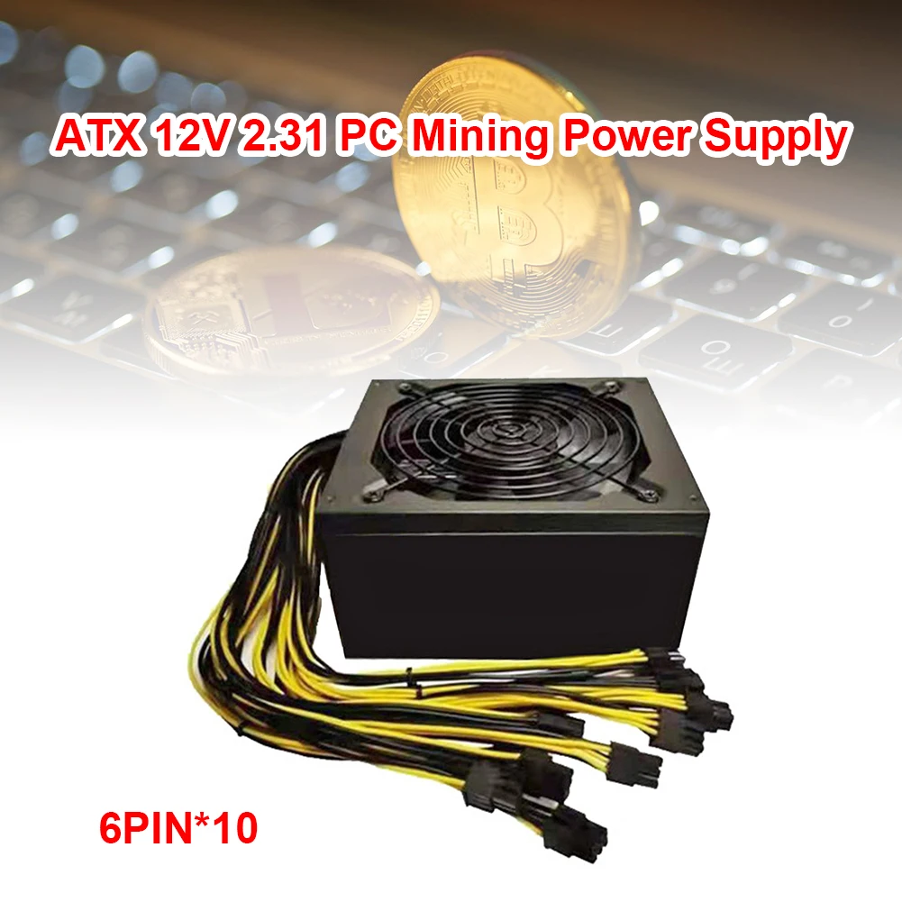 

Блок питания ATX для майнинга, 12 В, 2000 Вт, 10x6 контактов, с европейской вилкой