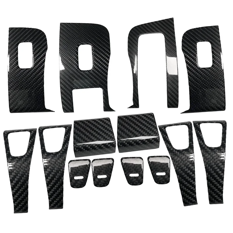 

Free shipping car door lock decorative patch 100% carbon fiber car window button modified patch for Tesla model 3 17 up 14 pcs