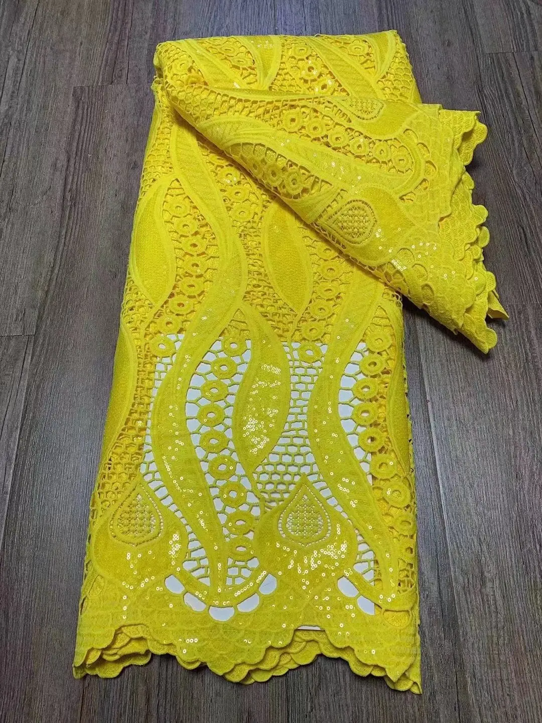 

2022 модные африканские блестки Водорастворимая кружевная Ткань 5 ярдов кружева с блестками для свадебного платья DF12092