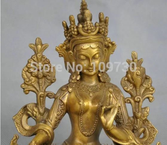 YM 314 7'' China Tibet Pure Bronze Green Tara Buddha Statue | Statues & Sculptures