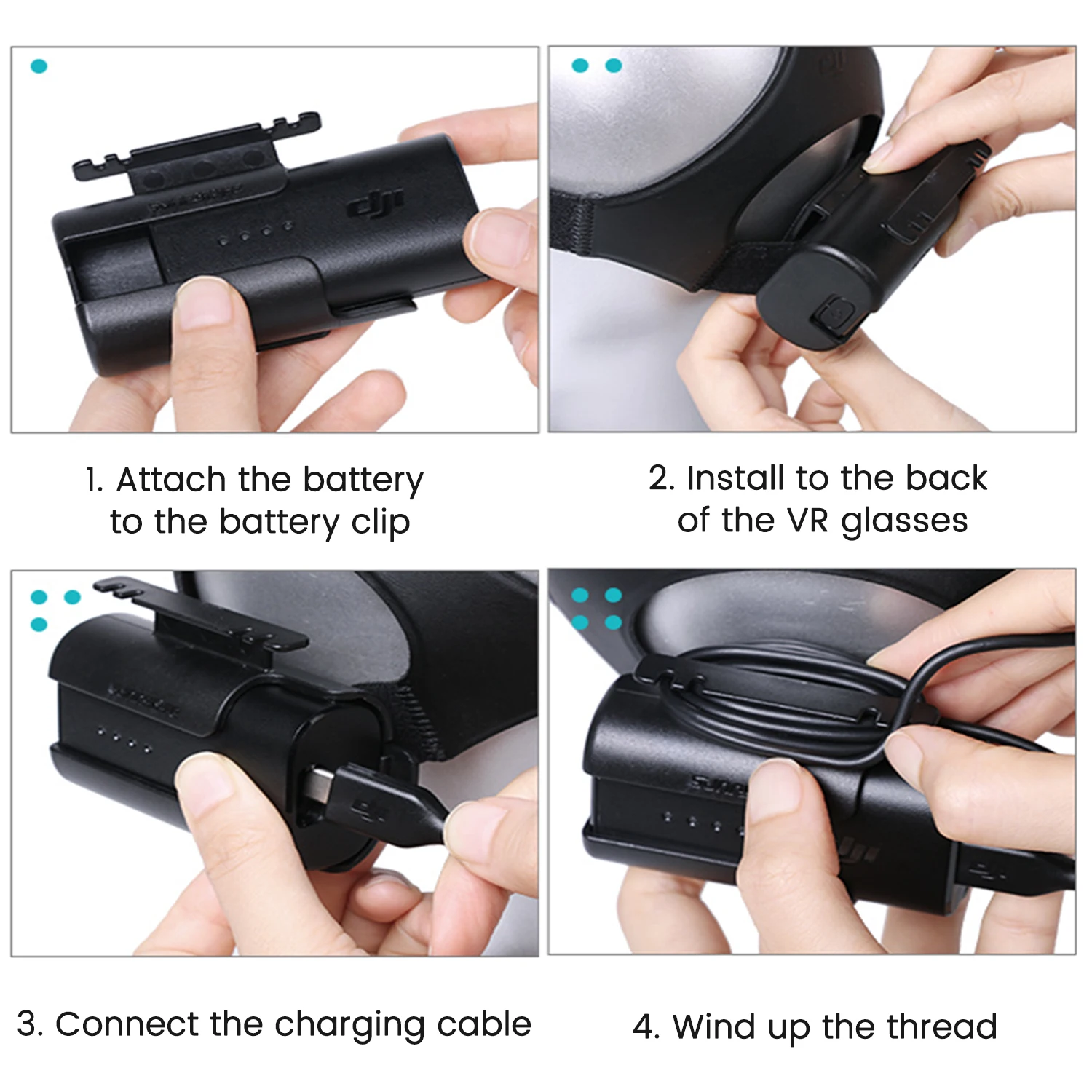 

Headband Battery Case Shell for DJI FPV Combo Goggles V2 Power Back Buckle Clip Fixed Holder With Winder For DJI FPV Accessories