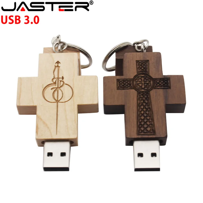 JASTER USB 3,0 логотип клиента деревянный Флешка usb-накопитель в виде деревянного Креста флеш-накопитель карта памяти 8 ГБ 16 ГБ 32 ГБ флеш-накопитель брелок подарок