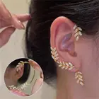 Изысканные Новые серьги со сверкающими листьями из циркония, серьги-подвески для ушей, каффы для ушей, серьги без пирсинга для женщин и девушек, ювелирные изделия вечерние Ринок