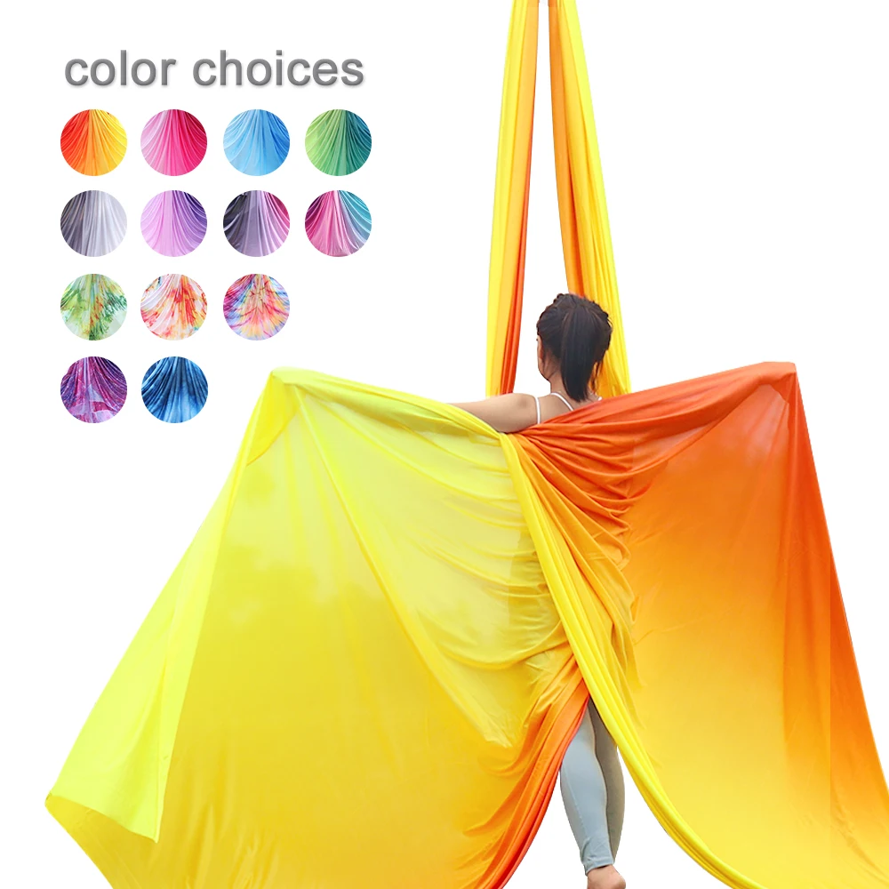 

2020 10Yards 9.2M Ombre Aerial Silk High Quality Gradational Colors Aerial Yoga Anti-gravity for Yoga Training Yoga for Sporting