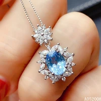 kjjeaxcmy fine jewelry 925 pure silver inlaid natural blue topaz girl new pendant necklace noble clavicle chain support test